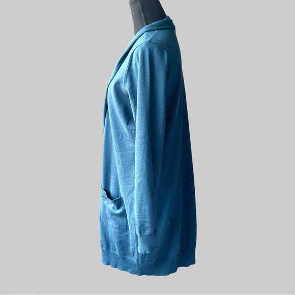 NWT Grace Karin Blue Open Front Long  Length Cardigan - Picture 2 of 15